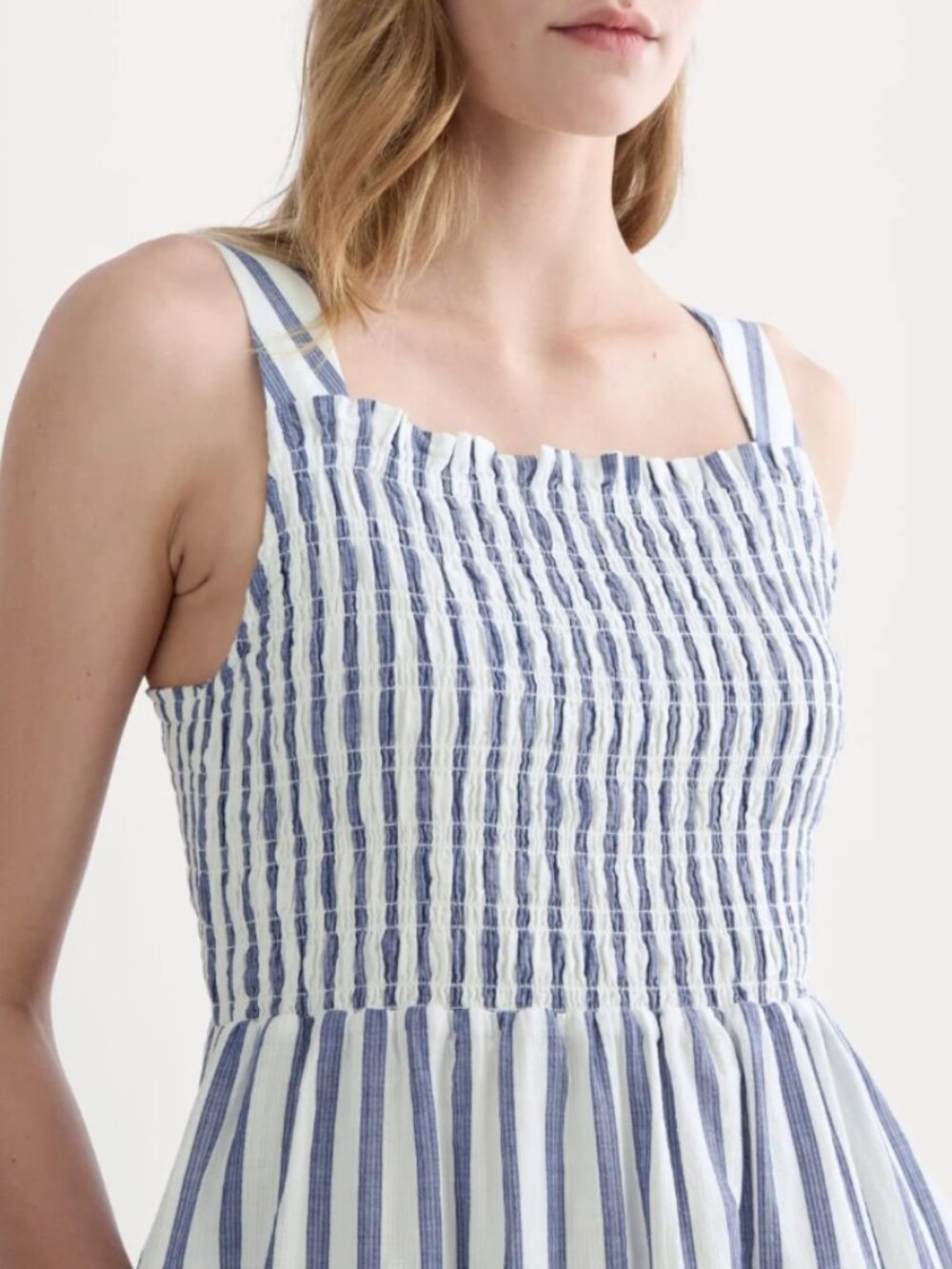 Everlane Blue and White Striped Midi Sundress - Picture 2 of 9